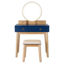 Load image into Gallery viewer, Makeup Vanity Table Set 3 Color Lighting Dressing Table-Navy
