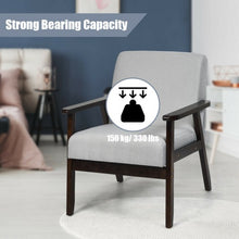 Load image into Gallery viewer, Solid Rubber Wood Fabric Accent Armchair-Light Gray
