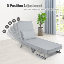 Load image into Gallery viewer, Folding 5 Position Convertible Sleeper Bed Armchair Lounge Couch w/Pillow-L Gray
