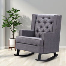 Load image into Gallery viewer, Retro Fabric Upholstered Button-Tufted Wingback Rocking Chair
