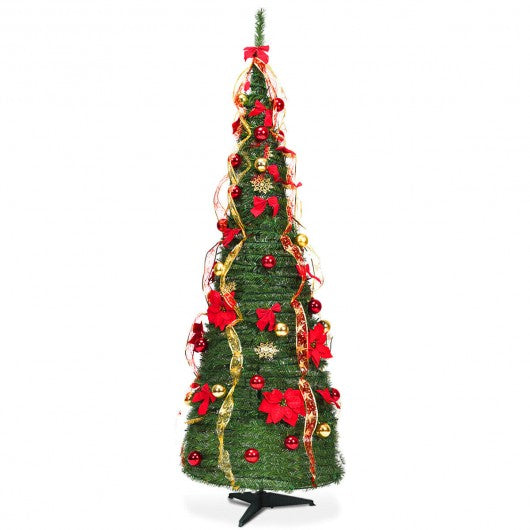 6 Ft Pre-lit Spruce Christmas Tree with Light and Ribbon