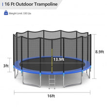 Load image into Gallery viewer, 16&#39; Outdoor Combo Bounce Trampoline Combo with Safety Enclosure Net Spring Pad and Ladder
