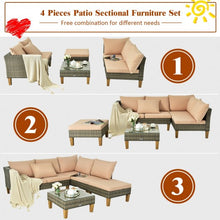 Load image into Gallery viewer, 4PCS Patio Rattan Furniture Set Cushioned Loveseat-Brown

