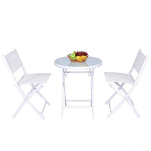 Load image into Gallery viewer, 3 Pcs Folding Garden Patio Table Chairs Set-White
