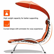 Load image into Gallery viewer, Patio Hanging Swing Hammock Chaise Lounger Chair with Canopy-Orange
