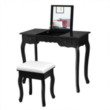Load image into Gallery viewer, Mirrored Bathroom Dressing Vanity Table Set w/ Stool-Black

