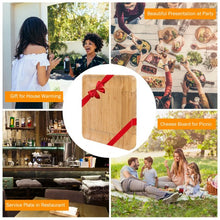 Load image into Gallery viewer, Bamboo Cheese Board &amp; Knife Set  w/ Slide-out Drawer
