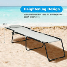 Load image into Gallery viewer, Folding Heightening Design Beach Lounge Chair with Pillow for Patio-Gray

