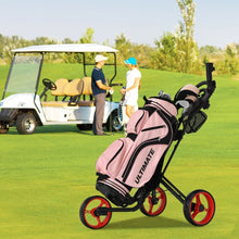 Load image into Gallery viewer, Folding 3 Wheels Golf Push Cart with Brake Scoreboard Adjustable Handle-Red

