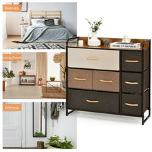 Load image into Gallery viewer, 7 Drawer Tower Steel Frame and Wooden Top Dresser Storage Chest for Bedroom
