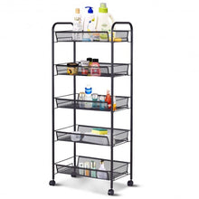 Load image into Gallery viewer, Black/Gray 5 Tier Storage Rack Trolley Cart-Gray
