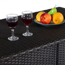Load image into Gallery viewer, 3 pcs Patio Outdoor Rattan Wicker Bar Table and 2 Stools
