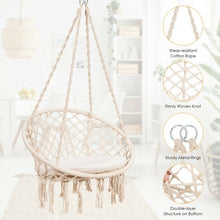 Load image into Gallery viewer, Macrame Cushioned Hanging Swing Hammock Chair-Beige
