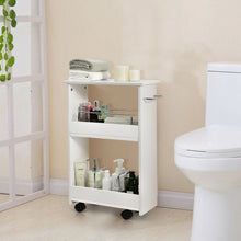 Load image into Gallery viewer, Slim Rolling 3-Tier Bathroom  Mobile Shelving Cabinet wih Handle
