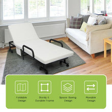Load image into Gallery viewer, Folding Adjustable Guest Single Bed Lounge Portable with Wheels-White

