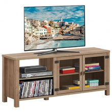 Load image into Gallery viewer, Wooden TV Stand with 2 Metal Mesh Doors -Natural
