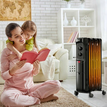 Load image into Gallery viewer, 1500W Oil Filled Portable Radiator Space Heater with Adjustable Thermostat-Black
