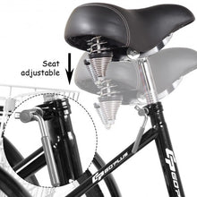 Load image into Gallery viewer, 26&quot; Seat Height Adjustable Single Speed 3-wheel Tricycle with Bell-Black
