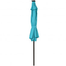 Load image into Gallery viewer, 9Ft Solar LED Market Umbrella with Aluminum Crank Tilt 16 Strip Lights-Turquoise
