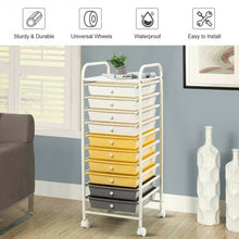 Load image into Gallery viewer, 10 Drawer Rolling Storage Cart Organizer-Yellow
