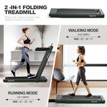 Load image into Gallery viewer, 2-in-1 Electric Motorized Health and Fitness Folding Treadmill with Dual Display and Speaker-Green
