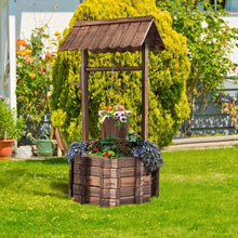 Load image into Gallery viewer, Outdoor Wooden Wishing Well Planter Bucket
