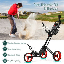 Load image into Gallery viewer, Folding 3 Wheels Golf Push Cart with Brake Scoreboard Adjustable Handle-Red
