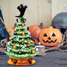 Load image into Gallery viewer, 11.5&quot; Pre-Lit Ceramic Hand-Painted Tabletop Halloween Tree
