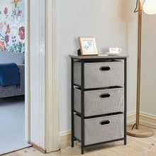 Load image into Gallery viewer, 3-Drawer Fabric Dresser Storage Tower Vertical Foldable Pull Bins-Black
