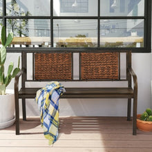 Load image into Gallery viewer, Outdoor Porch Furniture Patio Garden Bench Steel Frame Rattan
