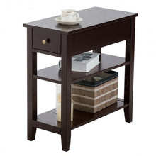 Load image into Gallery viewer, 3-Tier Nightstand Bedside Table Sofa Side with Double Shelves Drawer-Coffee
