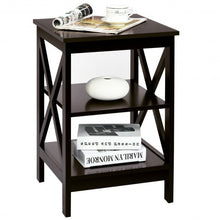 Load image into Gallery viewer, 3-Tier Nightstand End Table with X Design Storage -Espresso
