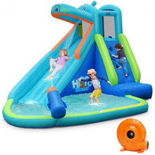 Load image into Gallery viewer, Hippo Inflatable Water Slide Bounce House with Air Blower
