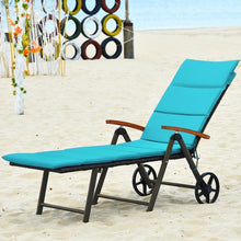 Load image into Gallery viewer, Outdoor Chaise Lounge Chair Rattan Lounger Recliner Chair-Turquoise
