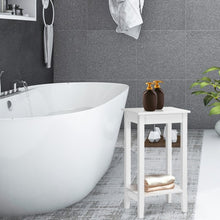 Load image into Gallery viewer, 2-Tier Nightstand End Side Wooden Legs Table for Bedroom-White
