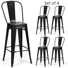 Load image into Gallery viewer, 30" Height Set of 4 High Back Metal Industrial Bar Stools-Black
