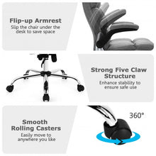 Load image into Gallery viewer, Adjustable Swivel Office Chair with High Back and Flip-up Arm for Home and Office-Gray
