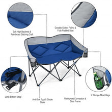 Load image into Gallery viewer, Folding Camping Chair with Bags and Padded Backrest-Blue
