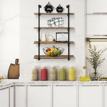 Load image into Gallery viewer, 4-Shelf Rustic Pipe Shelving Unit Vintage Industrial Pipe Wall Shelf
