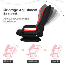 Load image into Gallery viewer, 6-Position Adjustable Swivel Folding Gaming Floor Chair-Red
