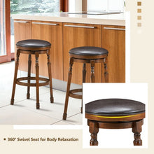 Load image into Gallery viewer, Set of 2 29&quot; Swivel Leather Padded Dining Bar Stool
