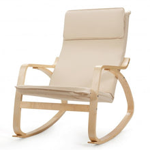 Load image into Gallery viewer, Modern Bentwood Rocking Chair Fabric Upholstered Relax Rocker Lounge Chair-Beige
