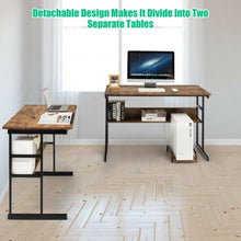 Load image into Gallery viewer, L-Shaped Computer Desk with Tiltable Tabletop-Rustic Brown
