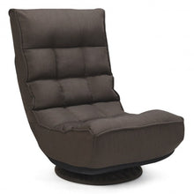 Load image into Gallery viewer, 4-Position Adjustable 360 Degree Swivel Folding Floor Sofa Chair-Brown
