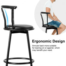 Load image into Gallery viewer, Set of 2 Swivel Seat Metal Frame Bar Stools with Footrest
