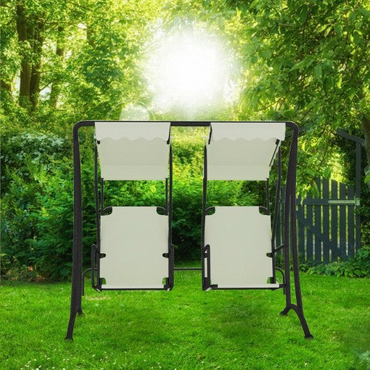 2 Persons Outdoor Hanging Canopy Hammock Porch Swing