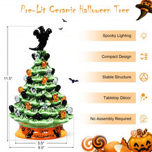 Load image into Gallery viewer, 11.5&quot; Pre-Lit Ceramic Hand-Painted Tabletop Halloween Tree
