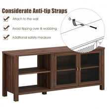 Load image into Gallery viewer, Wooden TV Stand with 2 Metal Mesh Doors -Walnut
