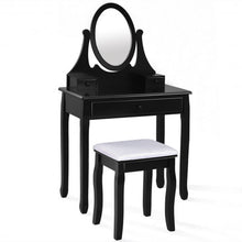 Load image into Gallery viewer, Vanity Wooden Makeup Dressing Table Stool Set -Black
