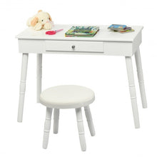 Load image into Gallery viewer, Kids Vanity Makeup Table &amp; Chair Set Make Up Stool-White
